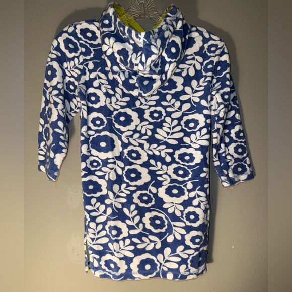 Mini Boden Blue and White Floral Terry Cloth Swim Cover up size 5-6Y #723 - Picture 6 of 8